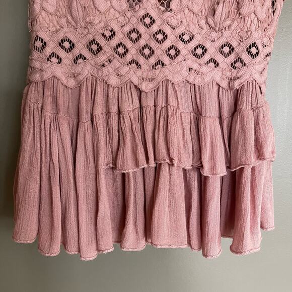 Free People Pink Lace Peplum Blouse - Picture 9 of 16
